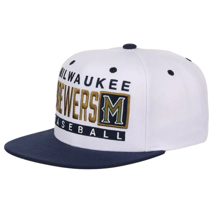 Casquette ajustée Milwaukee Brewers MLB Box Out blanc/marine/or