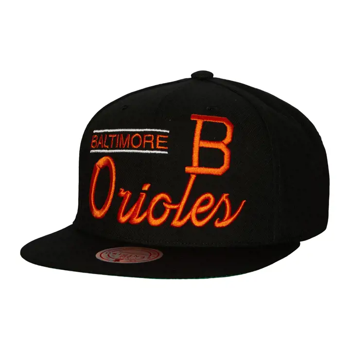 Casquette snapback rétro MLB Baltimore Orioles – Noir/Noir/Vert