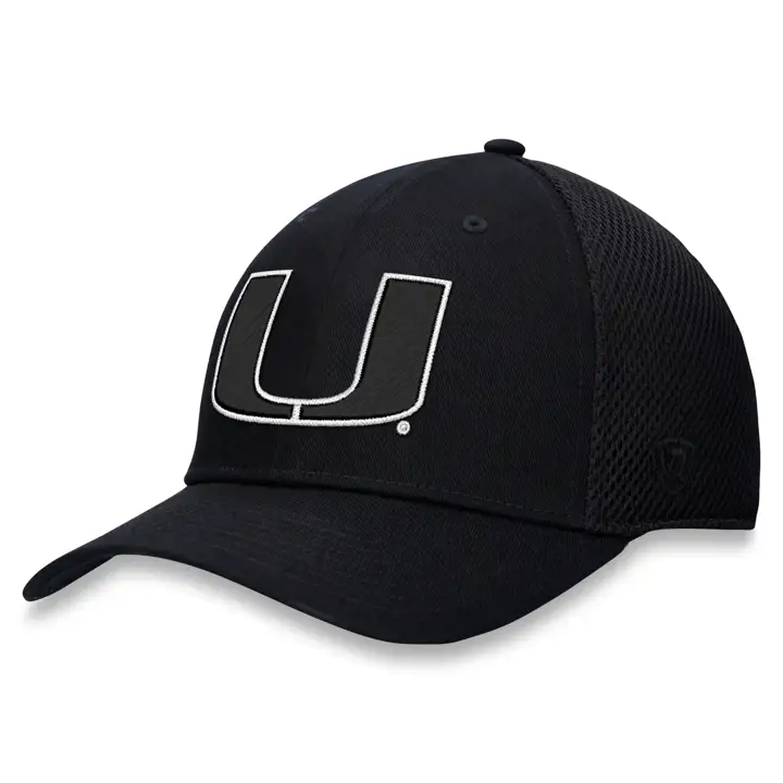 Miami Hurricanes NCAA BW Spacer Mesh Stretch noir/blanc