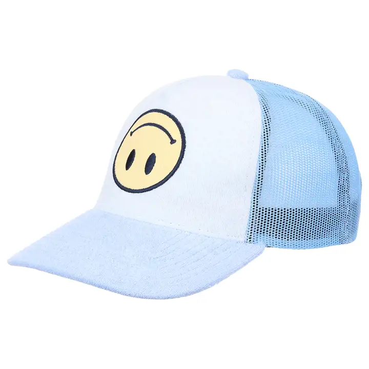 Ordinary Crowns Terry Cloth Trucker bleu Smiley à l'envers