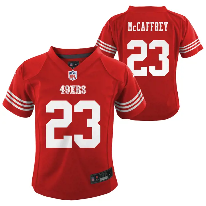Maillot de match NFL pour enfants 49ERS Christian McCaffrey ROUGE