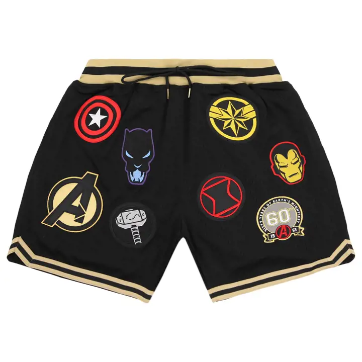 Short de basket-ball Avengers Marvel 60e anniversaire noir