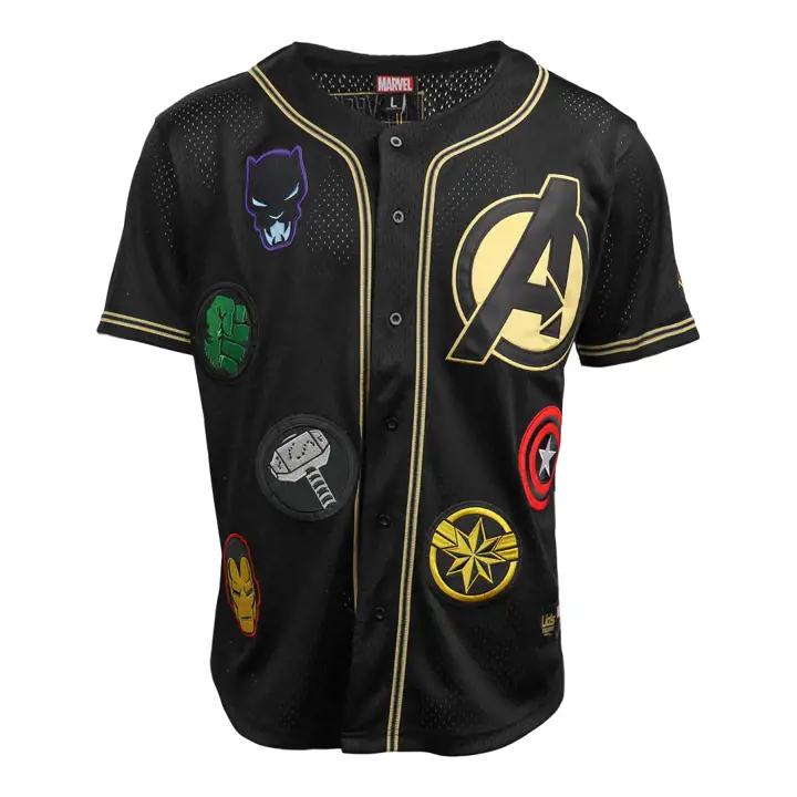 Maillot de baseball Avengers Marvel 60e anniversaire noir