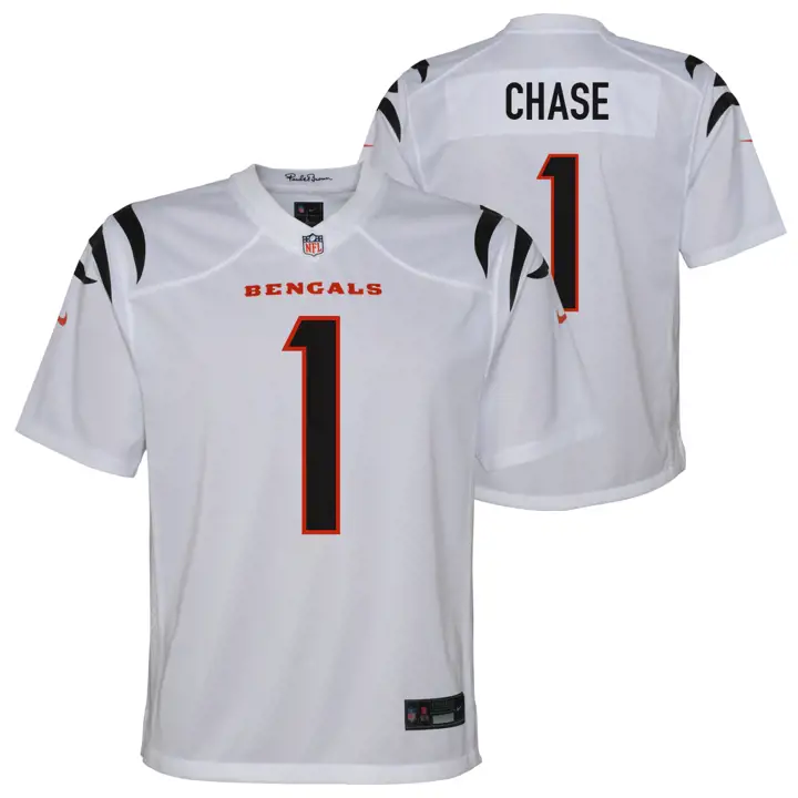 Maillot de match blanc BENGALS NFL pour jeune JaMarr Chase