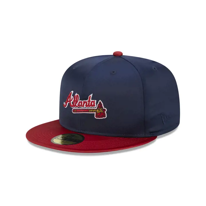 Atlanta Braves MLB Full Satin 59FIFTY MARINE/ROUGE/GRIS