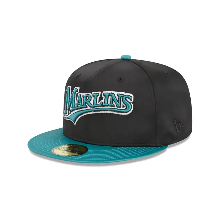 Florida Marlins MLB Full Satin 59FIFTY NOI/TUR/GRI