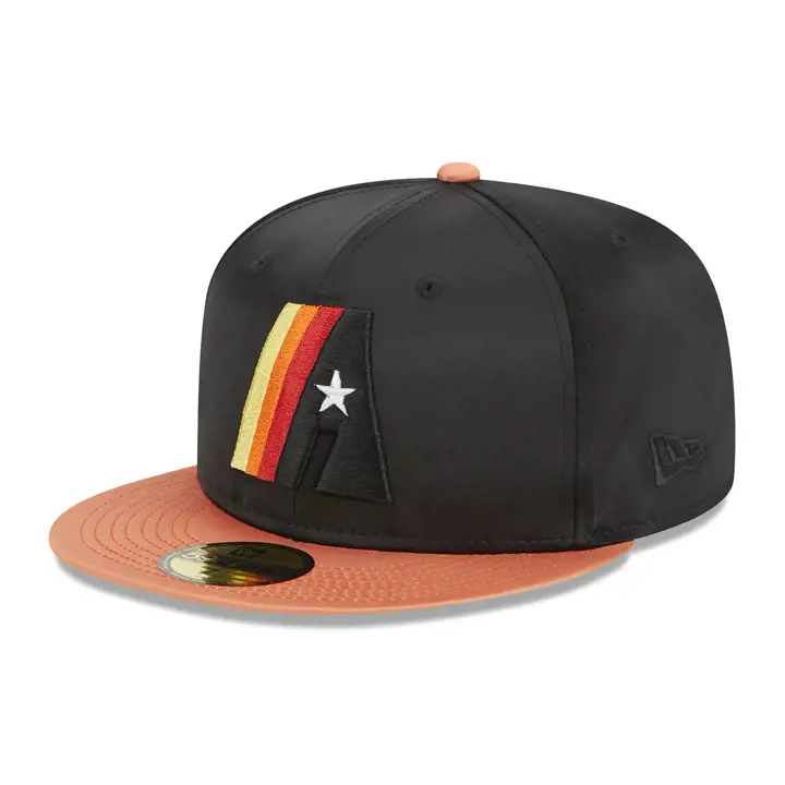 Houston Astros MLB Noir Satin 59FIFTY NOIR/ORANGE/VERT