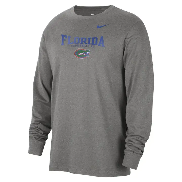 FLORIDA GATORS NCAA COTTON MANCHES LONGUES RAS DU COU 23 GRIS CHINÉ