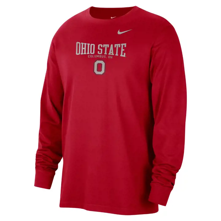 OHIO STATE BUCKEYES NCAA COTON MANCHES LONGUES COL ROND 23 ROUGE