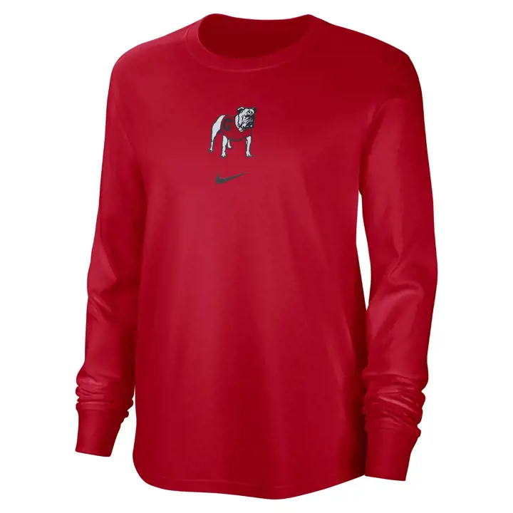 GEORGIA BULLDOGS NCAA FEMME MANCHES LONGUES VINTAGE COL ROND 23 ROUGE