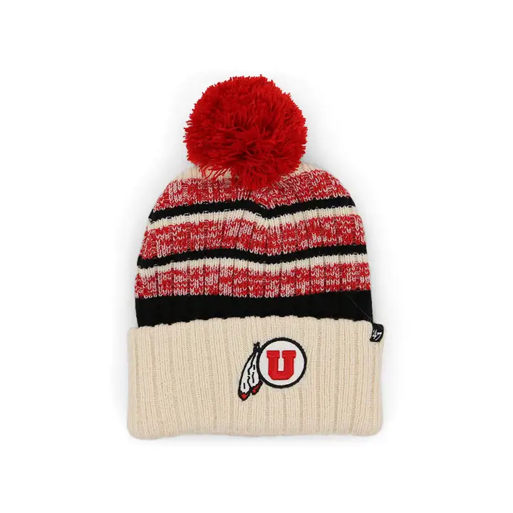 Utah Utes NCAA Bonnet en tricot naturel/rouge