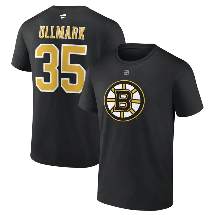 T-shirt Authentique Bruins NHL Stack N&N Linus Ullmark NOIR