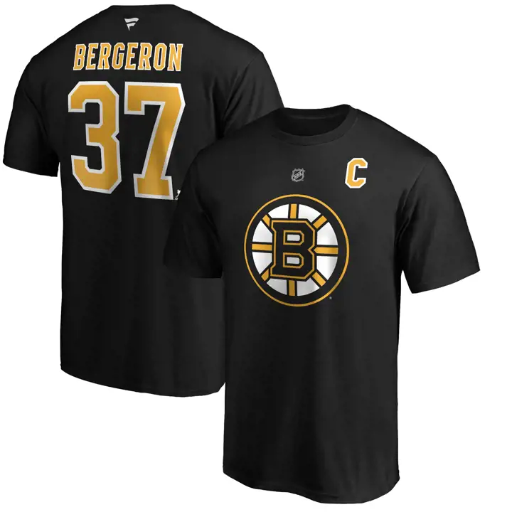T-shirt Bruins LNH authentique Stack N&N Patrice Bergeron NOIR