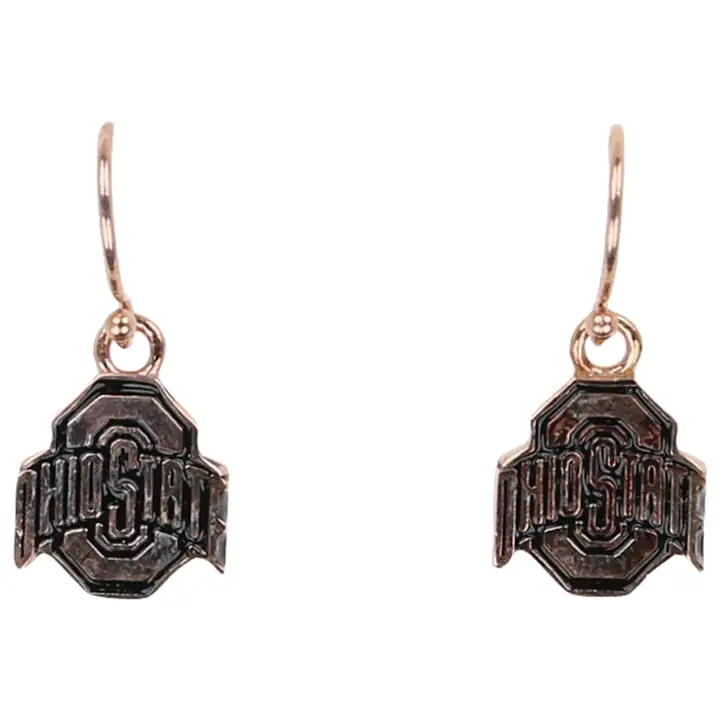 Boucles d'oreilles pendantes couleur or rose des Buckeyes d'Ohio State