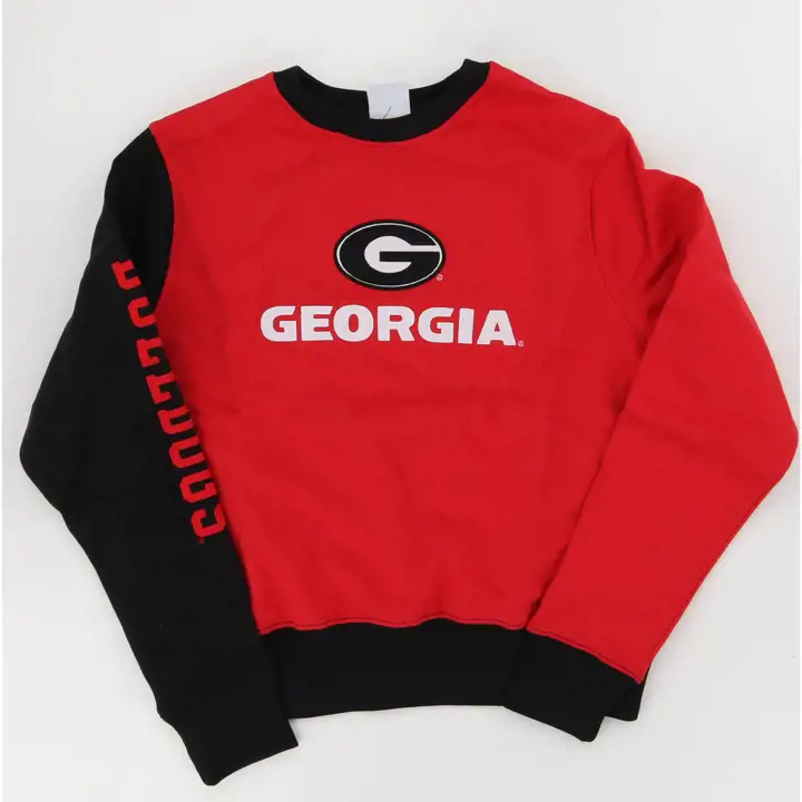 Georgia NCAA SUPERFAN FEMME DOMICILE & EXTÉRIEUR sweat à col rond mascotte rouge/noir