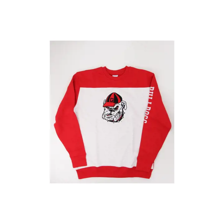 Géorgie NCAA HOMMES SUPER FAN YOKE CREW mascotte Écarlate/blanc