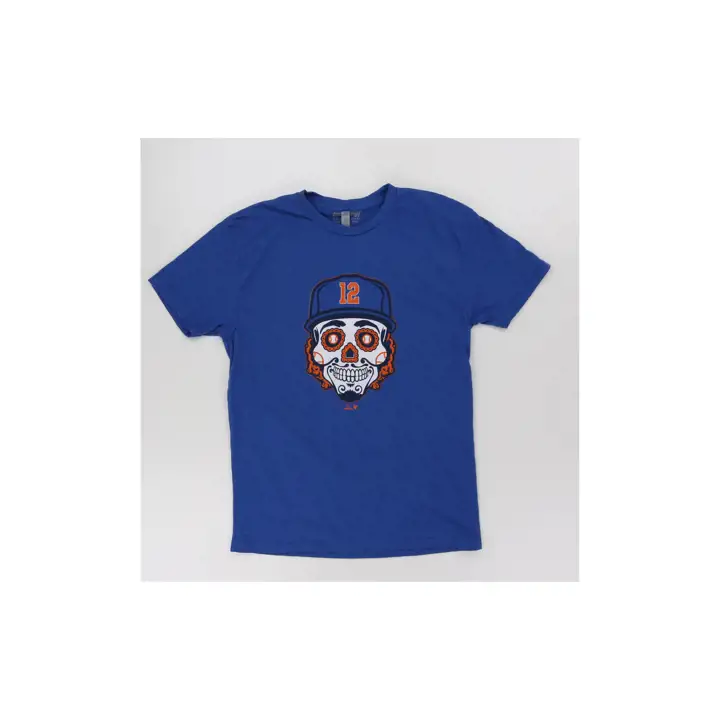 T-shirt Francisco Lindor N&N avec motif tête de mort en sucre, New York Mets MLB R