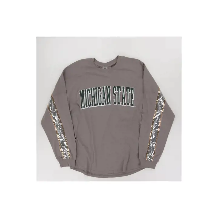 Michigan State Spartans Chemise Surdimensionnée Femme à Rayures Pailletées NCAA