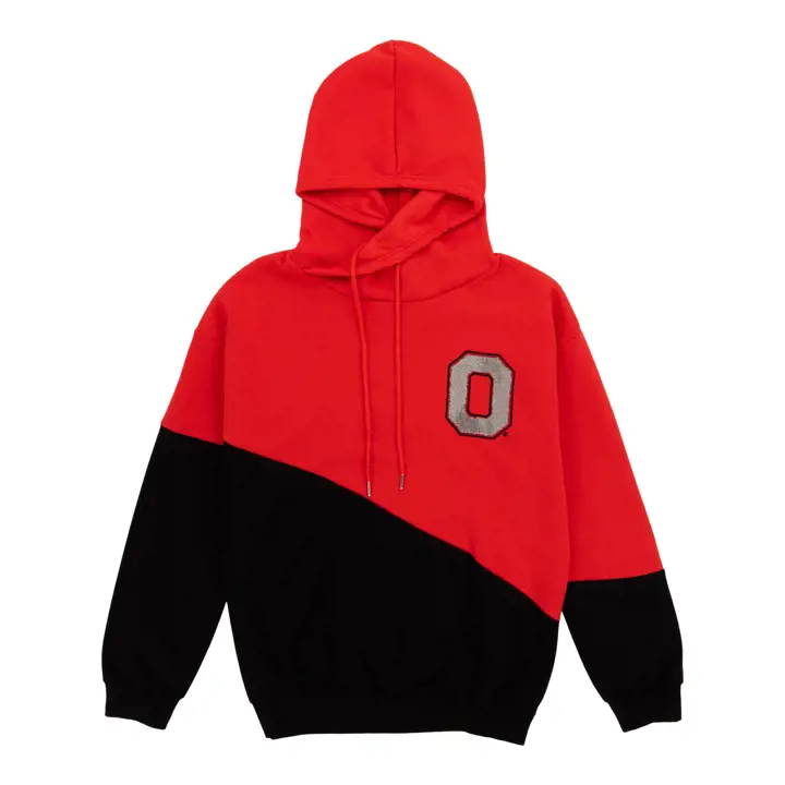 Sweat à capuche bicolore en diagonale NCAA Ohio State Buckeyes pour femme