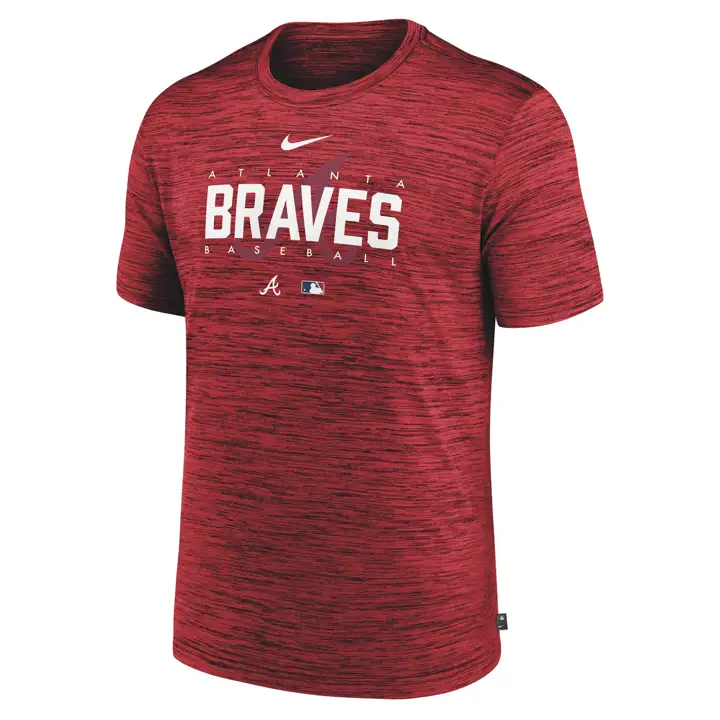 T-shirt MLB Velocity Dugout Atlanta Braves ROUGE