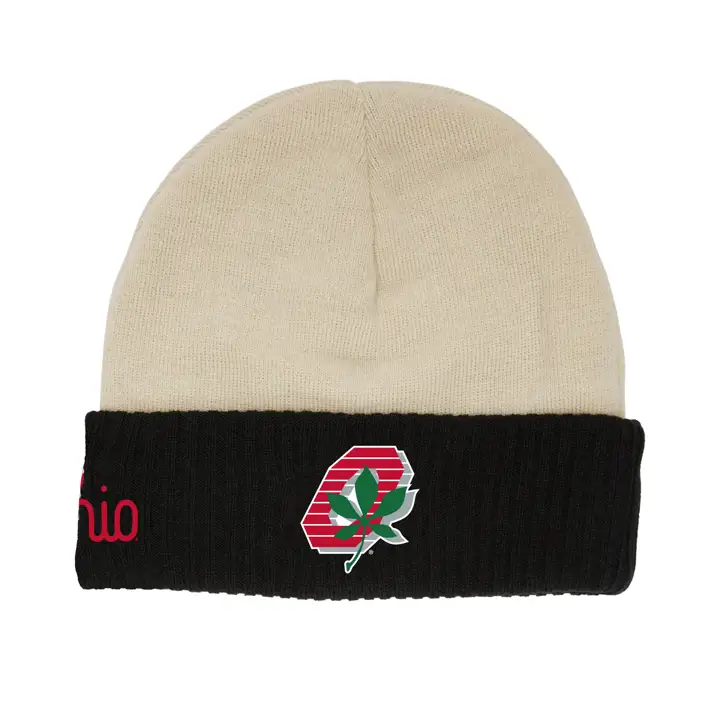 Bonnet en maille avec logo brodé Ohio State Buckeyes crème