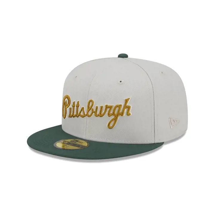 Casquette 59FIFTY MLB Concrete Jungle des Pittsburgh Pirates, couleur pierre/vert/gris