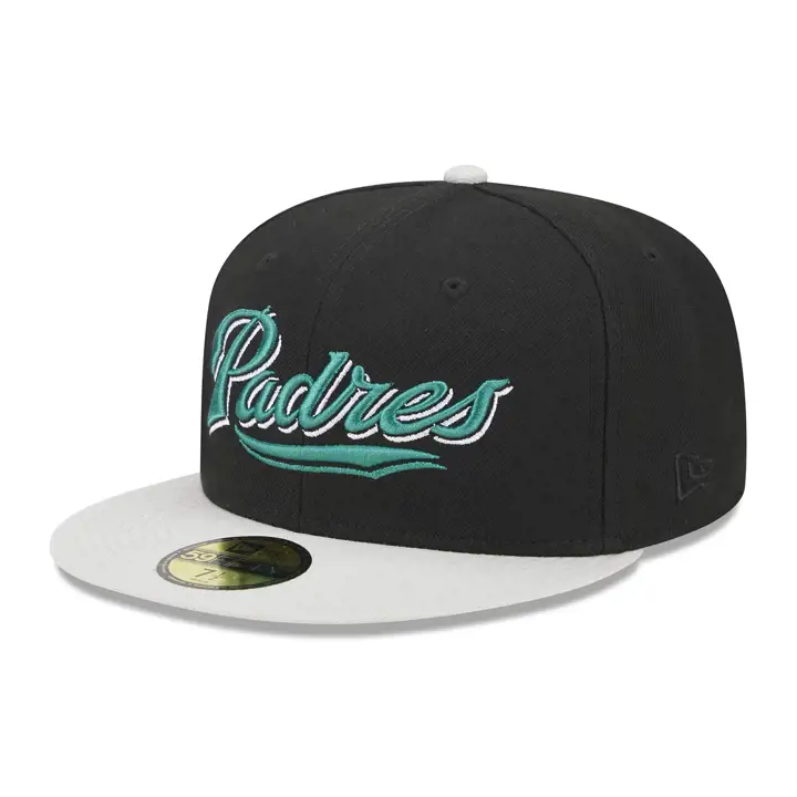 San Diego Padres MLB Stone Script 59FIFTY NOIR/STONE/BLEUCIEL