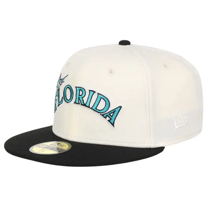 Casquette 59FIFTY MLB Manolo Script Florida Marlins blanc/noir/noyer