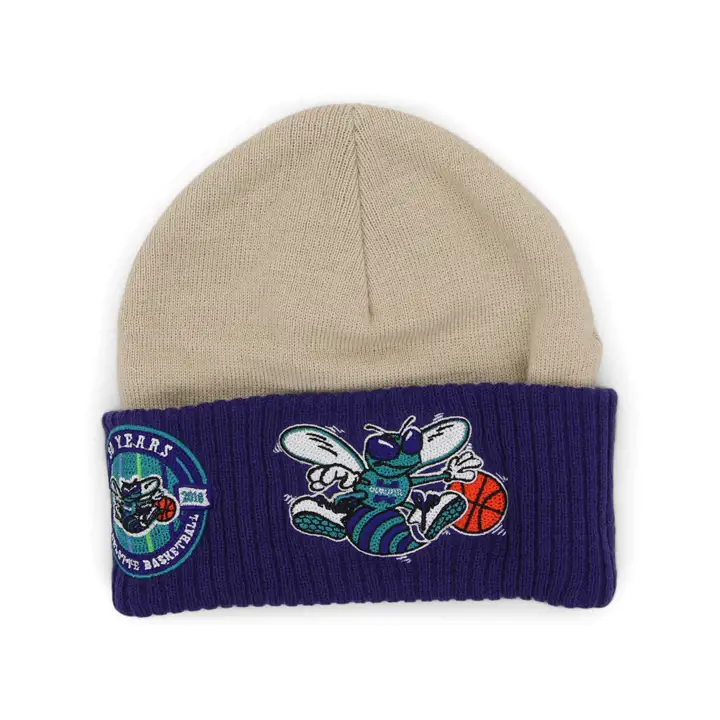 Charlotte Hornets NBA MN Tricot Point de chaînette ivoire/ violet/ sarcelle