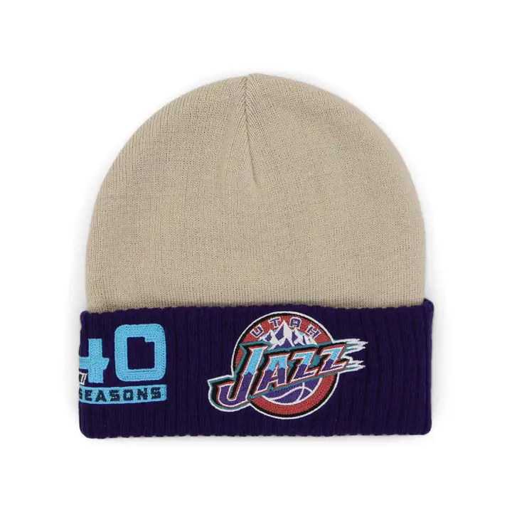 Bonnet en maille chaînette NBA Utah Jazz ivoire/violet/bleu sarcelle