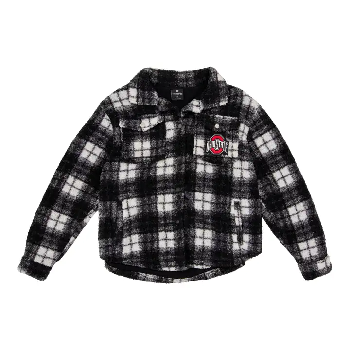 Shacket à carreaux pour femme NCAA Ohio State Buckeyes 23 NOIR/BLANC