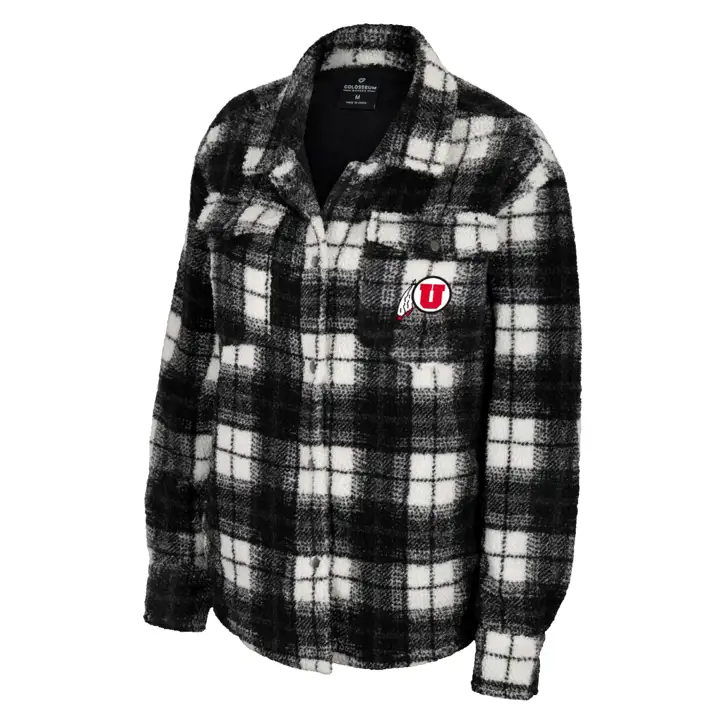Shacket à carreaux pour femme NCAA Utah Utes 23 BLK/WHT