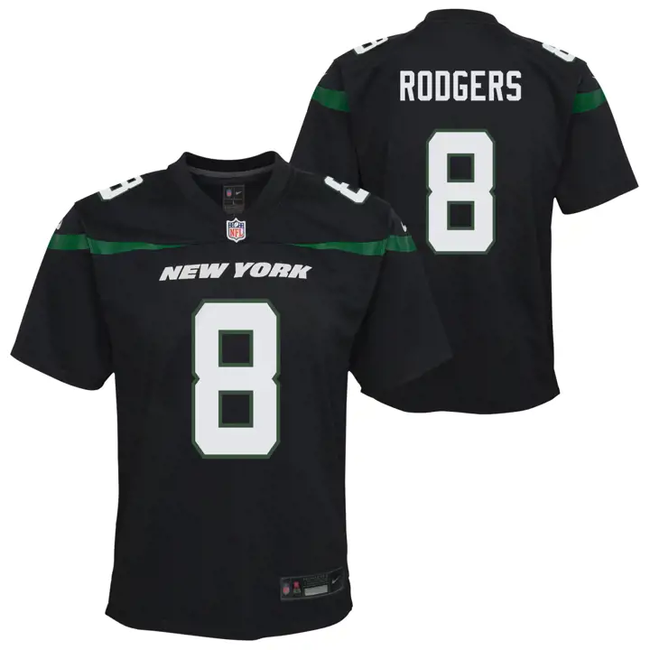 NY JETS NFL Youth ALT Game Jersey Aaron Rodgers blk