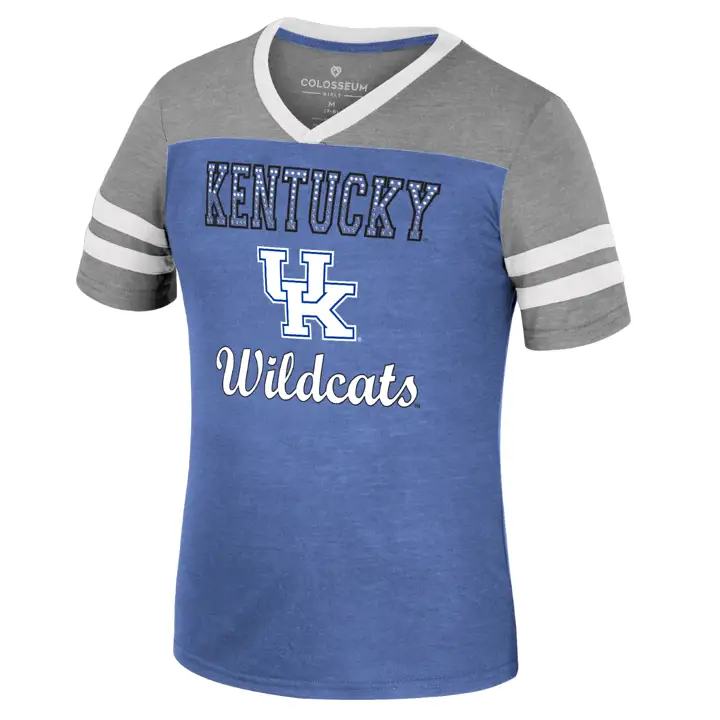 T-shirt à col en V Kentucky Wildcats NCAA pour filles, été, 23 RBL