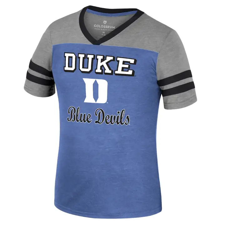 T-shirt col en V d'été pour filles NCAA Duke Blue Devils 23 RBL
