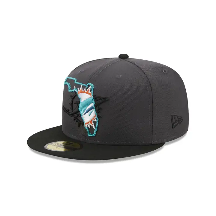 Miami Dolphins NFL State Fill 59FIFTY CHARCOAL/BLK