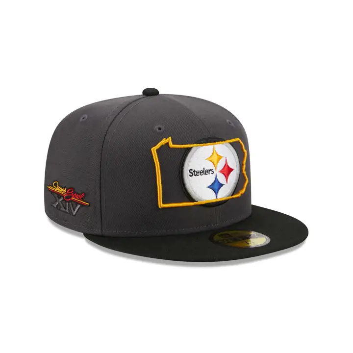 Casquette 59FIFTY CHARCOAL/BLK NFL State Fill des Pittsburgh Steelers