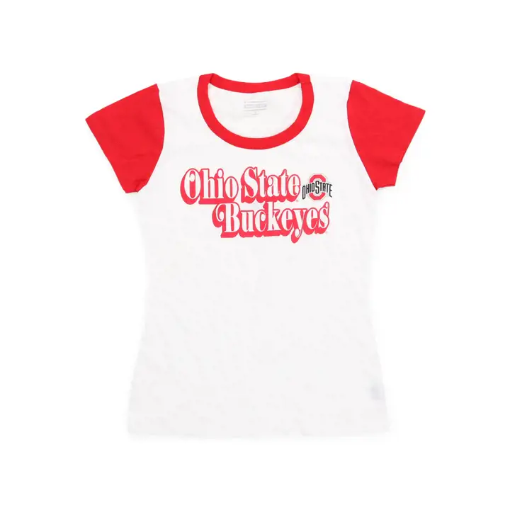 T-Shirt de baseball rétro avec lettrage Ohio State Buckeyes NCAA pour femme