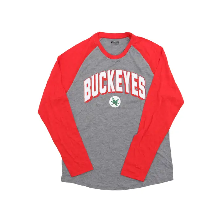 T-shirt Raglan Buckeyes de l'Ohio State NCAA avec Tampon Manches Longues DS