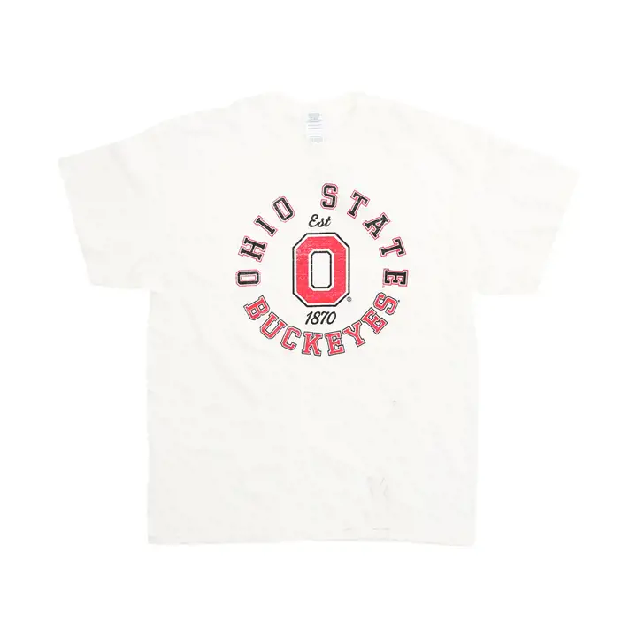Logo rond blanc des Buckeyes de l'Ohio State NCAA avec O en bloc DS W