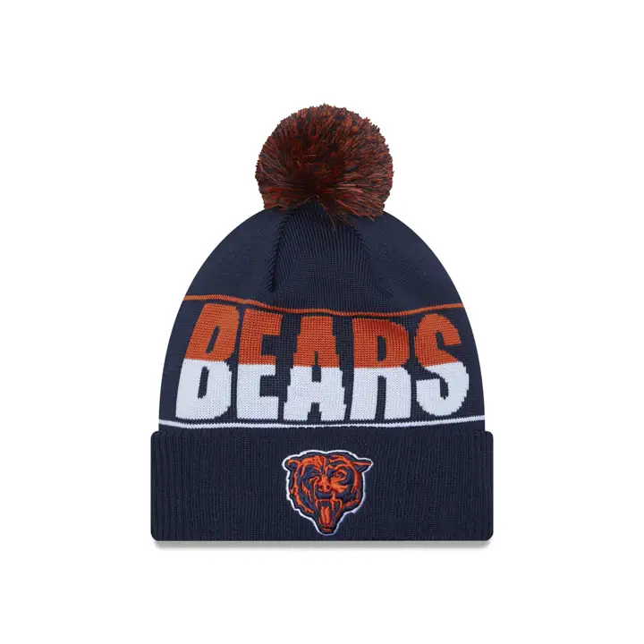 Chicago Bears NFL 23 Bonnet en maille jacquard avec tête d'ours marine