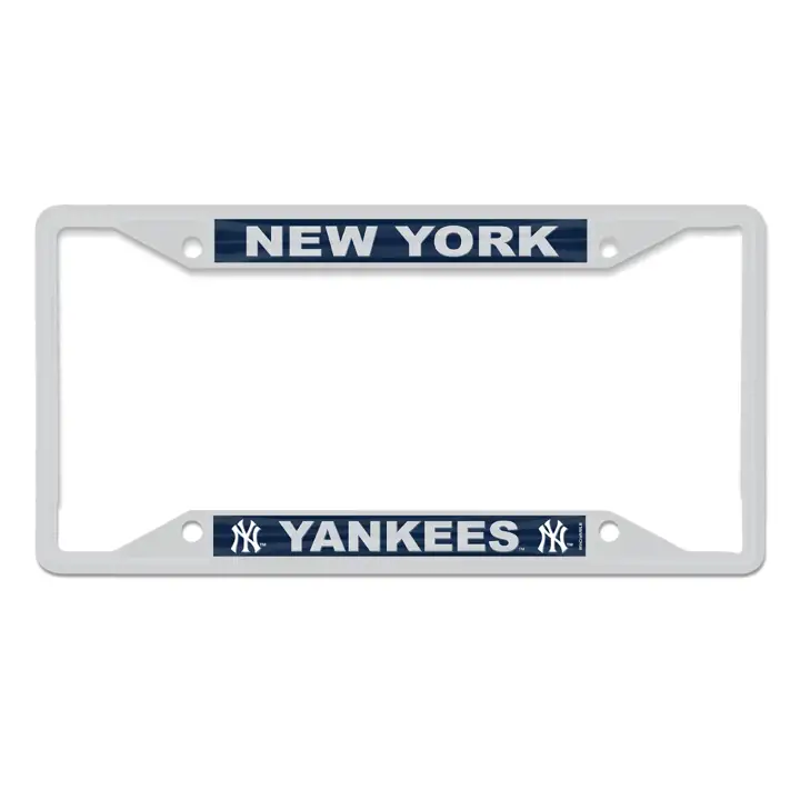 Cadre de plaque d'immatriculation en métal coloré New York Yankees blc