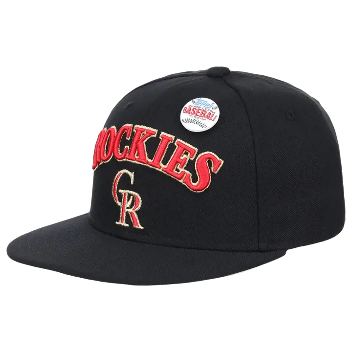 Colorado Rockies MLB MN TOPPS 2001 CASQUETTE AJUSTÉE NOIR/NOIR/OR MÉTALLIQUE