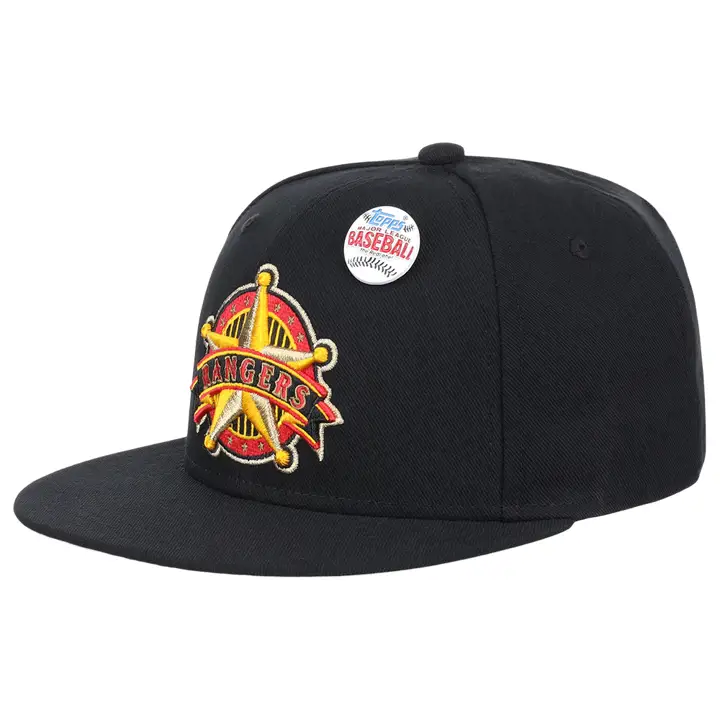 Texas Rangers MLB MN TOPPS 2001 CASQUETTE AJUSTÉE NOIR/NOIR/OR MÉTALLISÉ