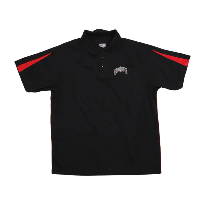 Polo OSU brodé noir avec rouge pour homme des Buckeyes d'Ohio State NCAA