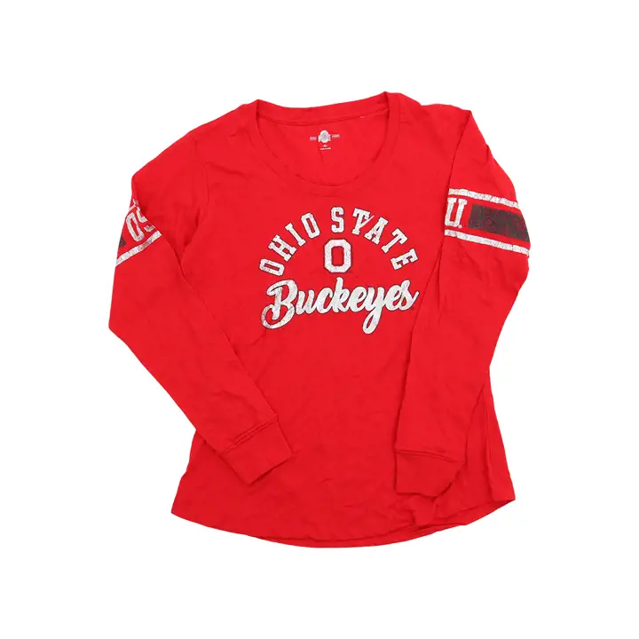 Ohio State Buckeyes NCAA Femme Metallic Silver Arc O Manches longues