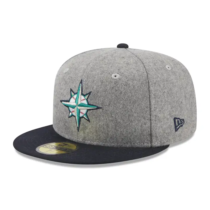 Seattle Mariners MLB Casquette 2 tons Melton 59FIFTY GRIS/MARINE/VERT
