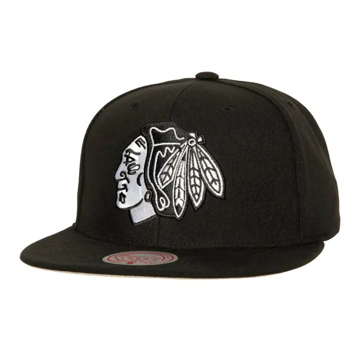 CASQUETTE SNAPBACK NOIRE ET BLANCHE DES BLACKHAWKS DE CHICAGO, LNH, NOIRE/BLANCHE