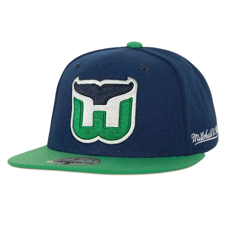 HARTFORD WHALERS MN NHL 2T FITTED Vintage MARINE/VERT
