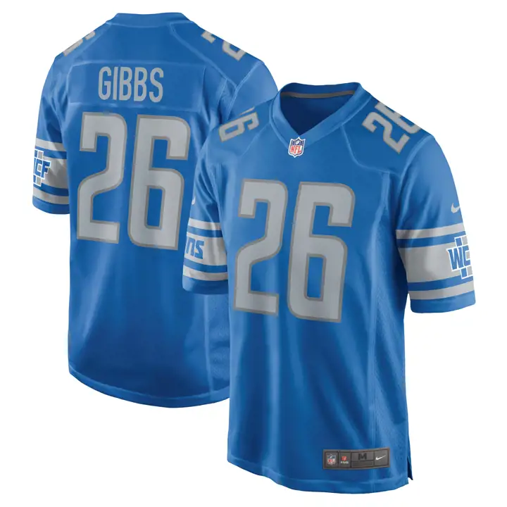 Maillot de match NFL pour homme Detroit Lions JAHMYR GIBBS BLEU
